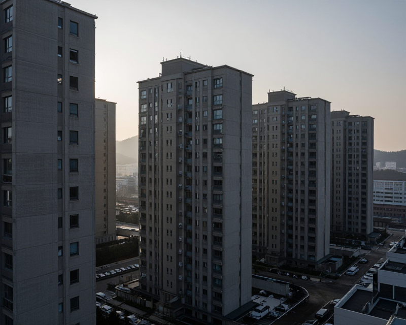 Morning atmosphere in a Korean apartment complex