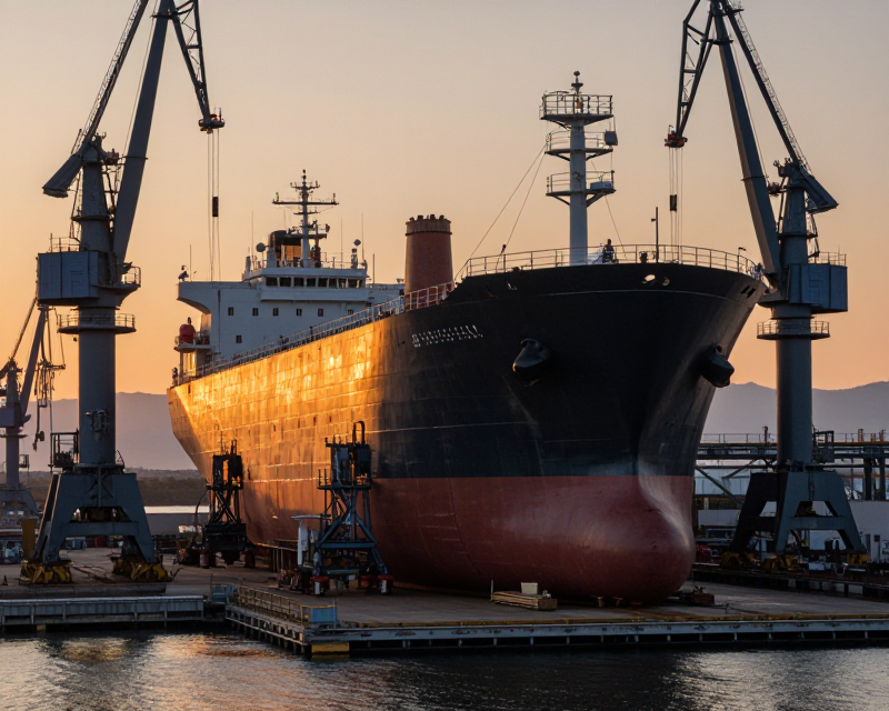 Modern Industrial Shipbuilding Scene