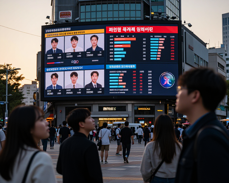 Election result screen in Seoul
