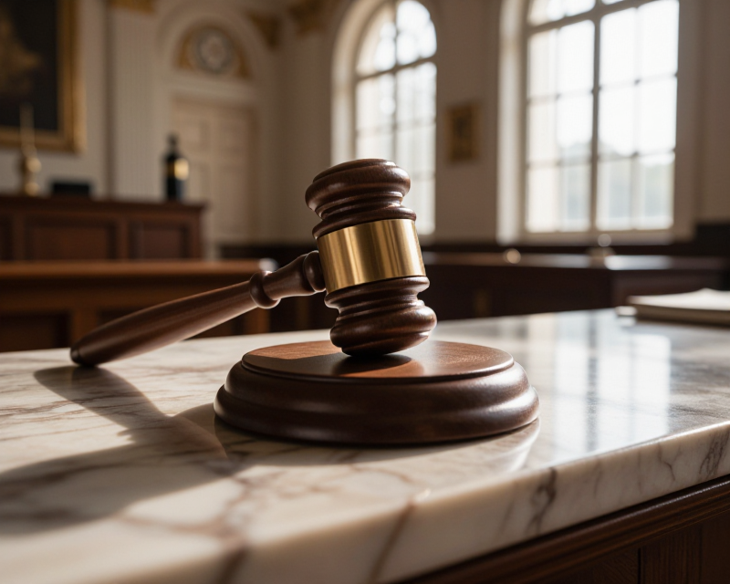 Legal Gavel in Courtroom