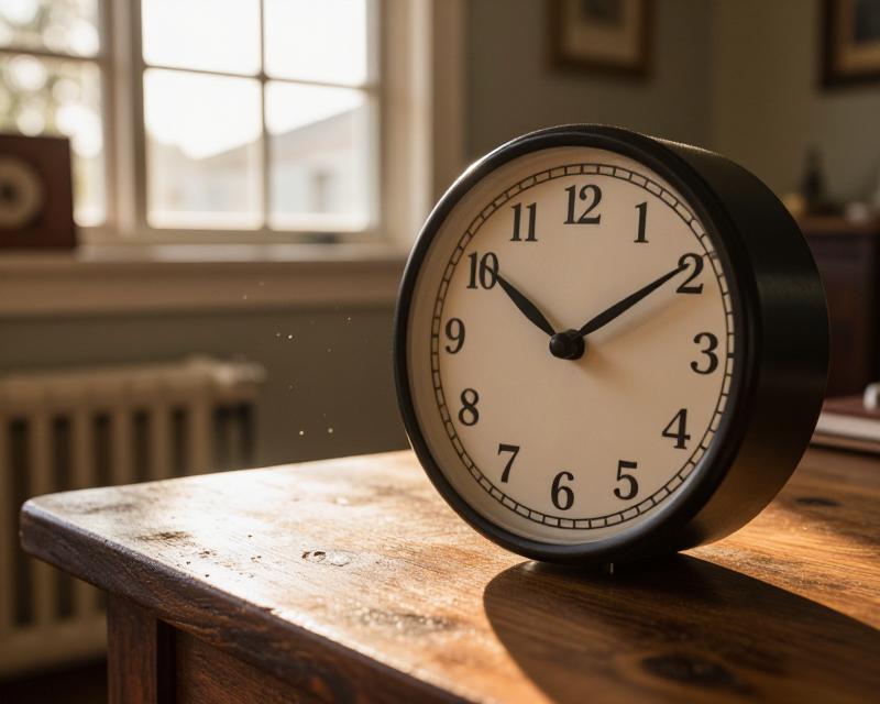 Warm Morning Sunlight and Clock