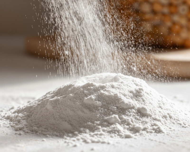 Symbolic representation of starch powder and economic weight