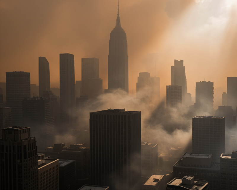 Hazy Cityscape under Wildfire Smoke