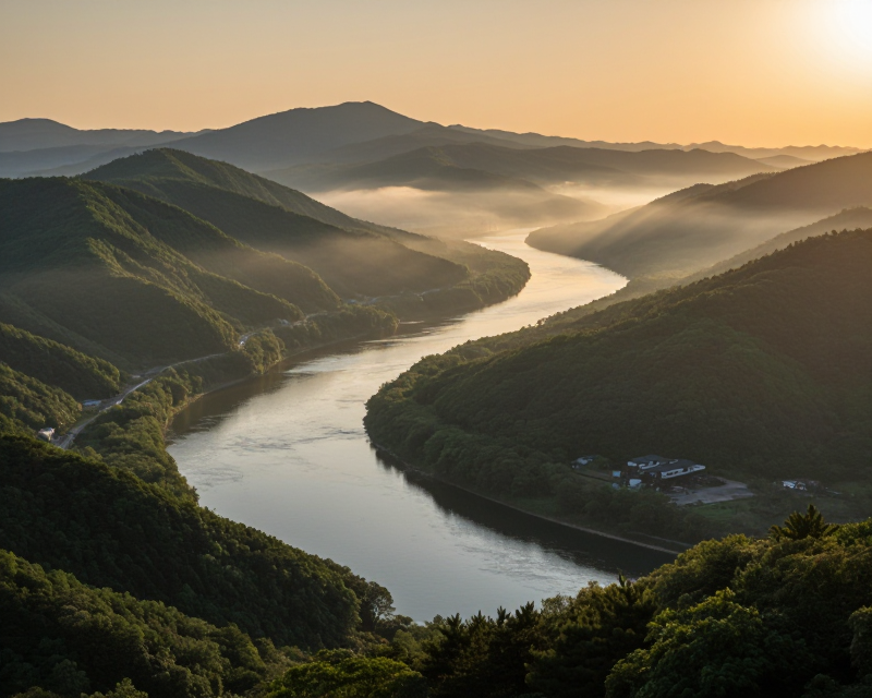 Peaceful Korean Border Landscape